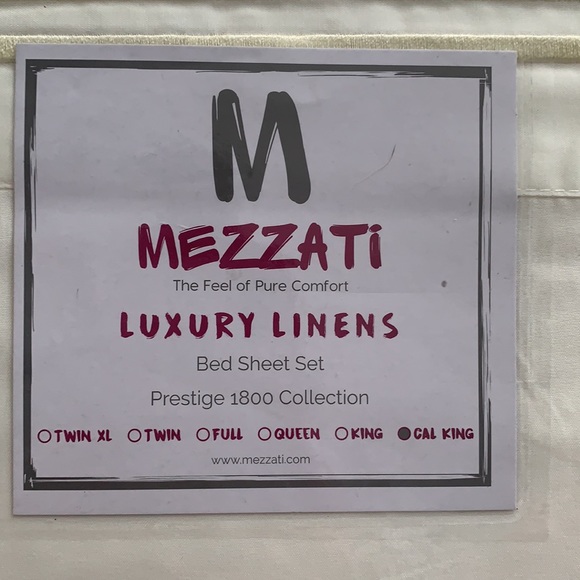 Mezzati Wrinkle Resistant Luxury Linens Bed Sheet Set Ivory California King - Picture 3 of 7